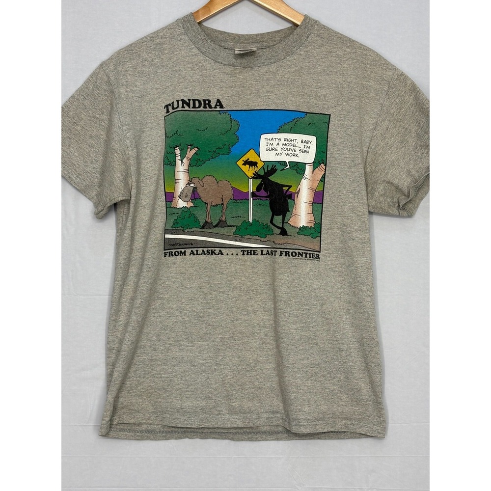 Alaska Tourist T-Shirt Mens Gray Short Sleeve Medium Vintage Delta Pro Weight